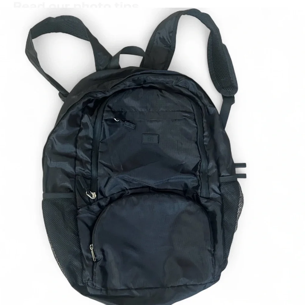 Banana Republic Large Black Nylon Backpack Unisex Packable 4 Pocket Travel Bag